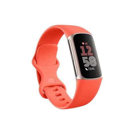 Fitbit Fitbit Charge 6 Monitor aktywności Aluminium, szkło, żywica koralowy Odbiornik GPS/GLONASS/Galileo Wodoodporny